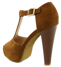 Top Moda Women's Peep Toe T-Strap Buckle Platform High Heel Sandal