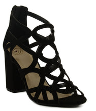 Women's Delicious Review Back Zip Block Heeled Sandal