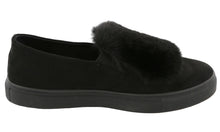 Top Moda Women's Faux Fur Pom Pom Slip On Fashion Sneaker