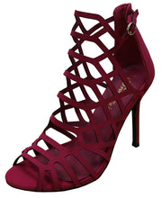 Breckelle's Women's Geometric Laser Cutout Stiletto Heel Open Peep Toe Sandal
