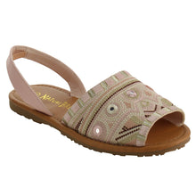 Nature Breeze FI12 Women's Slip On Embroidered Peep Toe Flat Sandals