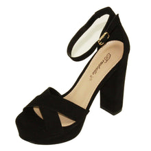 Breckelle's Women's Bella-43 Faux Suede Adjustable Ankle Strap Platform Block High Heels