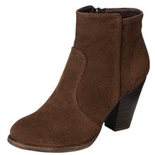 Breckelle's Womens Almond Toe Faux Suede Think Chunky Heel Cowboy Ankle Bootie