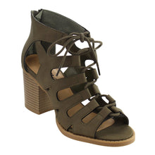 Soda Women's Cutout Zip Back Stacked Chunky Heel Bootie