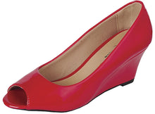 Forever Link Women's Peep Toe Slip On Wedge Pump