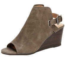Esprit Women's Angie Open Back Heel Buckle Closure Wedge Heel Sandal Bootie