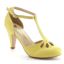 Chase & Chloe Kimmy-36 Women's Teardrop Cut Out T-Strap Mid Heel Dress Pumps