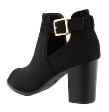 Top Moda Women's Peep Toe Cut Out Chunky Stacked Block Heel Ankle Bootie