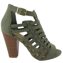 Delicious Women's Cutout Caged Buckle Stacked Chunky Heel Bootie