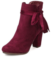 Breckelle's Women's Wrap Around Bow Chunky Stacked Wrapped Heel Ankle Bootie