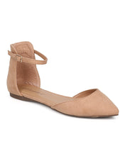 Breckelles CB06 Women Mixed Media Pointy Toe Ankle Strap d'Orsay Flat
