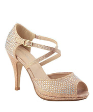 Bella Marie Shania-1 Women's peep toe rhinestone glitter crossing strap dance sandals