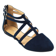 Betani FC42 Women's Double Ankle Strap T-strap Ballerina Flats Half Size Big