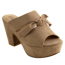 Nature Breeze FI10 Women's Slip On Peep Toe Knotted Platform Mule Sandals