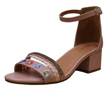 Nature Breeze Women's Beaded Crystal Low Block Heel Open Toe Sandal