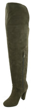 Top Moda Women's Over The Knee Thigh High Adjustable Lace Back Stacked Chunky Heel Boot