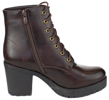 Refresh Footwear Women's Lace-Up Combat Chunky Stacked Heel Ankle Bootie