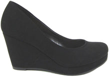 City Classified Women's Slip On Round Toe Comfy Padded Insole Wedge Heel Pump