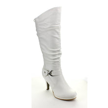 Top Moda PAGE-65 Women's Knee High Round Toe Lace-up Slouched High Heel Boots