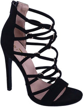 Glaze Women's Gladiator Caged Strappy Open Toe Heeled Sandal