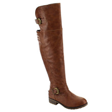 NATURE BREEZE FE58 Women's Buckle Strap Ribbed Over The Knee Riding Boots