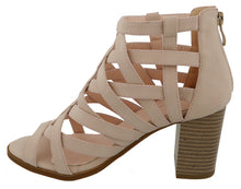 Top Moda Women's Laser Cutout Open Toe Chunky Stacked Heel Ankle Bootie