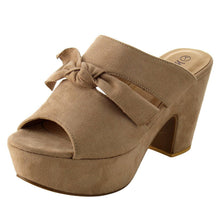 Nature Breeze Women's Knot Peep Toe Platform Chunky Stacked Heel Mule Sandal