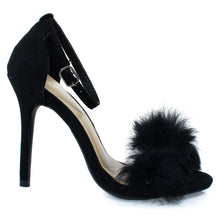 Fluffy Feather Furry Strap High Heel Open Toe Dress Sandal