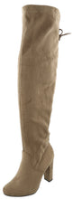 Top Moda Women's Over the Knee Drawstring Back Lace Stacked Block Heel Boot