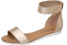 Breckelles Women's Minimalist Ankle Wrap Velcro Comfort Flat Sandal