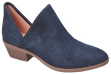 Betani Women's Western Perforated Side V Slit Cut Out Stacked Heel Ankle Bootie