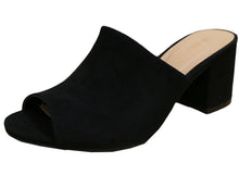Wild Diva Women's Slip On Peep Toe Stacked Chunky Heel Mule