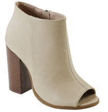 Anne Marie Women's Peep Toe Inner Zip Chunky Stacked Block Heel Ankle Bootie