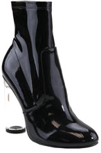 Bella Marie Women's Closed Toe Cylindrical Lucite Heel Mid-Calf Sock Boot