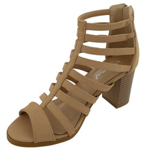 Top Moda Women's Cutout Zip Back Stacked Chunky Heel Sandal