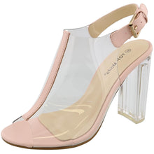 Top Moda Women's Fenton-1 Lucite Clear Strappy Block Chunky High Heel Open Peep Toe Sandal