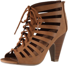 Delicious Women's Richelle Strappy Lace Up Chunky Heels Pumps