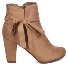 Breckelle's Women's Wrap Around Bow Chunky Stacked Wrapped Heel Ankle Bootie