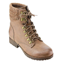 Refresh AD21 Women's Lace Up Sweater Collar Ankle Combat Booties