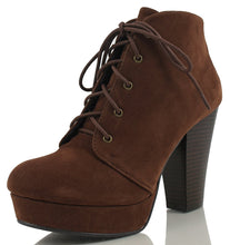 Soda Women's Agenda Ankle Lace Up Platform Chunky Heel Ankle Bootie, Camel, 8 M US