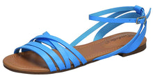 Breckelles Women's Strappy Ankle Wrap Buckle Flat Sandal