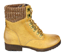 Refresh Women's Wynne-07 Knit Cuff Lace Up Combat Winter Boot