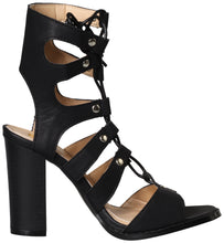Chase & Chloe Women's Benjamin-4 Cutout Lace Up Stacked Heel Sandal