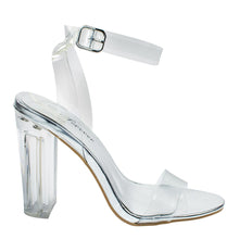 Womens Lucite Clear Cinderella Block Heel Transparent Sandal Slides-Sandals