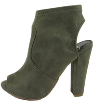Delicious Peep Toe Open Back Heel Stacked Platform Chunky Heel Bootie