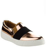 Qupid Women's Fashion Metallic Shiny Slip On Flatform Platform Low Top Sneaker