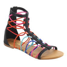 Women's Ankle High Elastic Gladiator Sandals Elastic Straps Flats