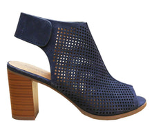 Cambridge Select Women's Laser Cut Slingback Stacked Heel Pump Bootie