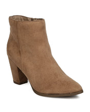 Breckelles GA93 Women Faux Suede Pointy Toe Chunky Heel Bootie