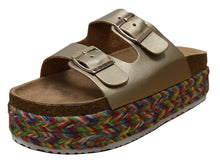 Nature Breeze Women's Hippie Boho Festival Flatform Two Strap Sandal